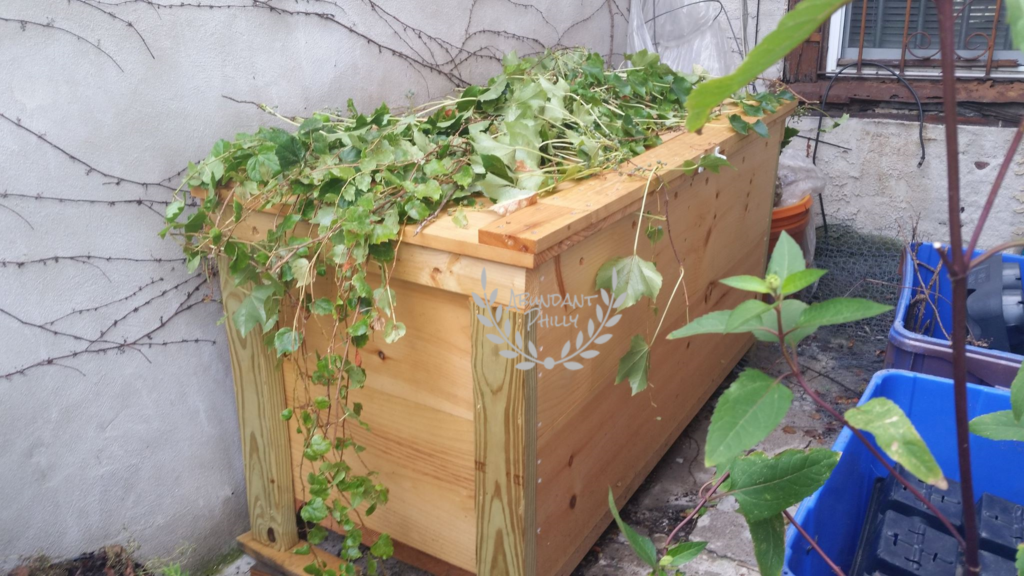 Outdoor worm compost bin in South Philadelphia.