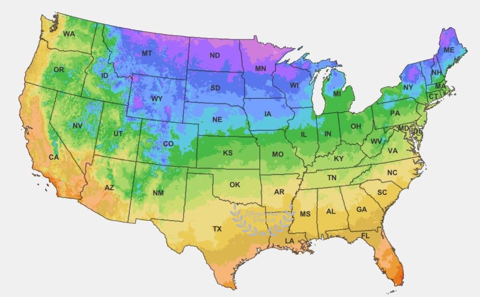 map of 2023 growing zones in the U.S.