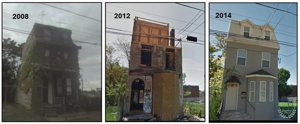 previously neglected row home gets a renovation over the years in Philadelphia.